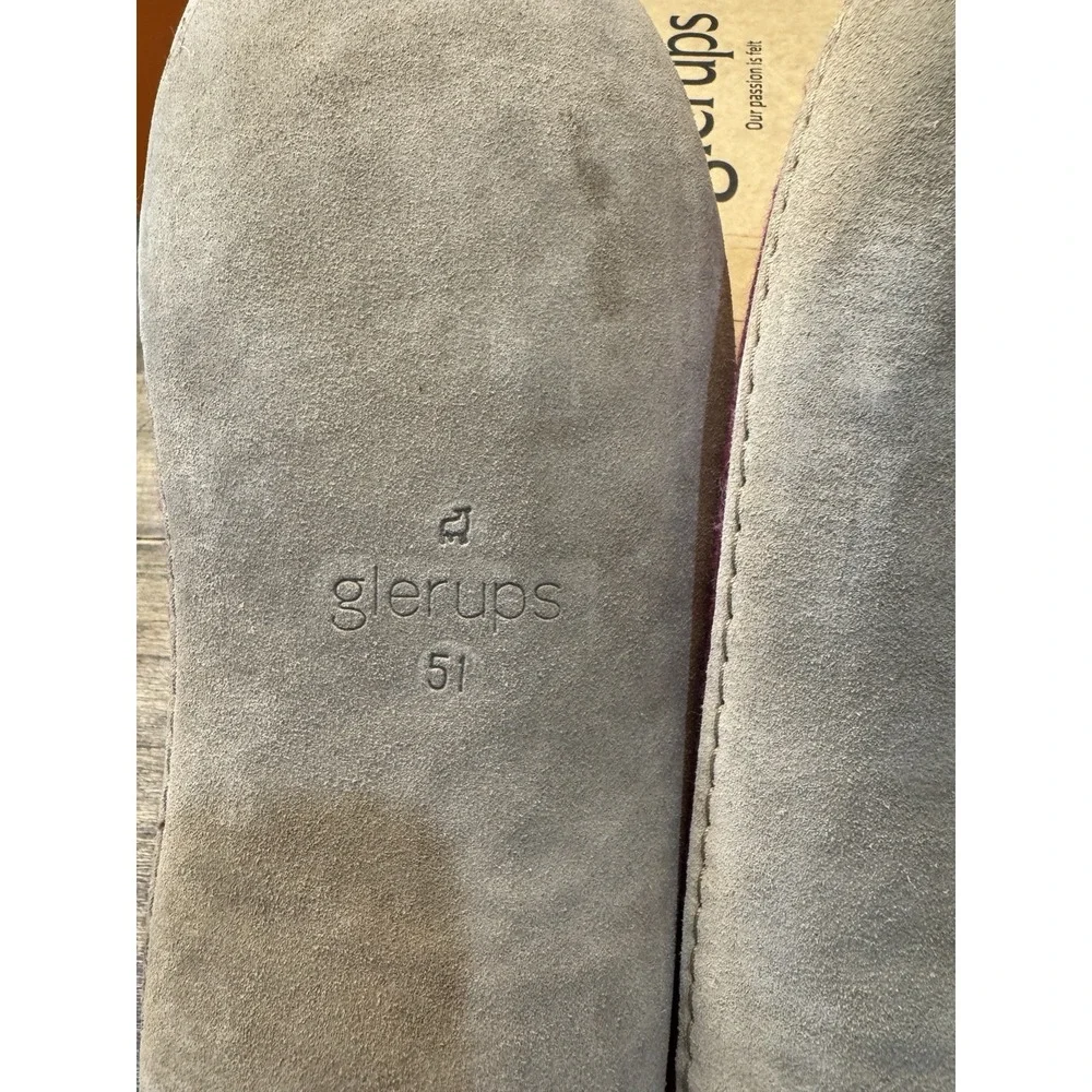Glerups Slipper Size 51 US 17 Men Cranberry Wool Leather Sole Cozy Slip On Shoes